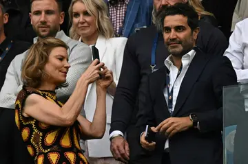 Newcastle's minority owner Amanda Staveley (L) with her husband Mehrdad Ghodoussi (R)