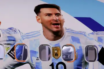 Lionel Messi's picture was emblazoned across the Argentina team plane