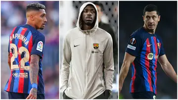 Ousmane Dembele, loggerheads, Robert Lewandowski, Raphinha, Barcelona, PSG