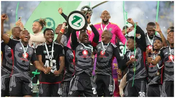 Orlando Pirates defeated Mamelodi Sundowns 2-1 in the Nedbank Cup final. Photo: Samuel Shivambu Times Live.