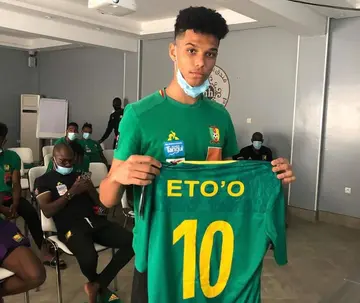 Samuel Eto’o’s son Etienne, 18, score wonder free-kick on Cameroon U20 debut before breaking down in tears