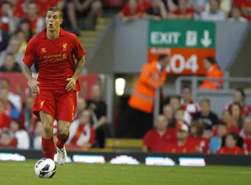 Daniel Agger during the Europa League at Anfield