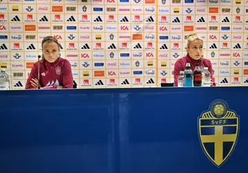 Spain's Irene Paredes (L) and Alexia Putella (R) explained why the majority of the squad was staying to play their Nations League matches