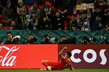 China's Wang Shuang celebrates her penalty