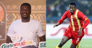 Ghana legend Asamoah Gyan playing for the Black Stars. SOURCE: Twitter/ @ASAMOAH_GYAN3