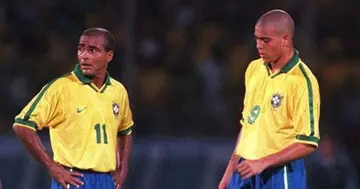 Ronaldo and Romario playing for Brazil in 1997. SOURCE: Getty Images