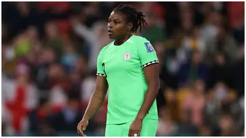 Former Super Falcons striker, Desire Oparanozie, has criticized the NFF President for not visiting injured female players. Photo: Elsa.