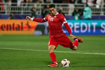 Pablo Sabbag of Syria shoots a penalty during the AFC Asian Cup