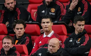 Sulky sub: Cristiano Ronaldo (centre) did not hide his disappointment at being withdrawn against Newcastle
