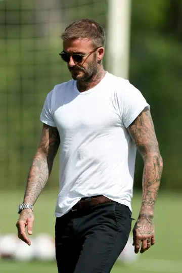 Co-Owner David Beckham of Inter Miami CF looks on during Wednesday's training session