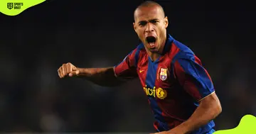 FC Barcelona's Thierry Henry celebrates a goal.