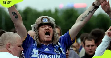 Chelsea fans pictured chanting.