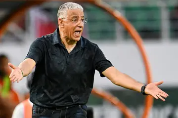 Tanzania coach Adel Amrouche reacts during a 2024 Africa Cup of Nations Group F loss to Morocco.