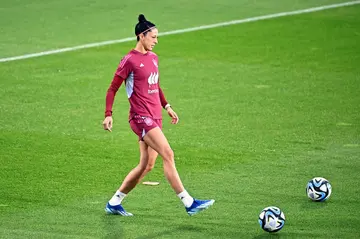 Spain playmaker Jenni Hermoso in training on Monday at Las Rozas with the national team for the first time since the Luis Rubiales kiss scandal