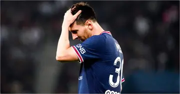 Lionel Messi cuts a dejected face while in action for PSG. Photo: Getty Images.