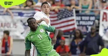 Nigeria's Victor Moses (front) in action.