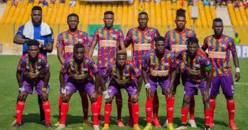 Hearts of Oak line up against Wydad Athletic Club. SOURCE: Twitter/ @HeartsOfOakGH