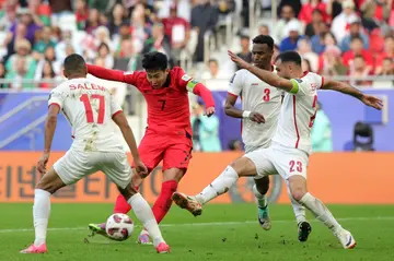 Son Heung-min is crowded out against Jordan