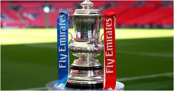 A detailed view of the Emirates FA Cup Trophy prior to The Emirates FA Cup Final between Chelsea and Manchester United at Wembley Stadium. Photo by Catherine Ivill.