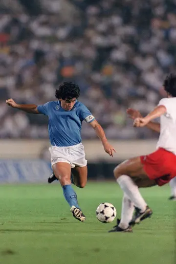 Diego Maradona in action for Napoli in 1988