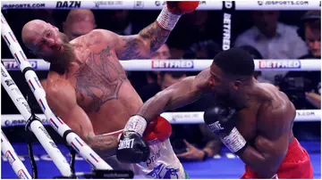 Anthony Joshua spectacularly knocked out Robert Helenius with one punch in round seven.