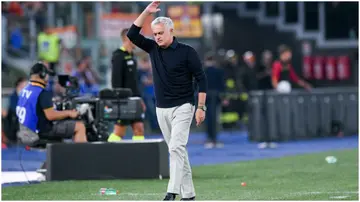 Jose' Mourinho looks dejected during the Serie A Tim match between AS Roma and AC Milan at Stadio Olimpico. Photo by Giuseppe Maffia.