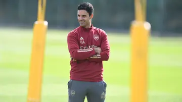 Mikel Arteta during a training session at London Colney. Photo by Stuart MacFarlane.