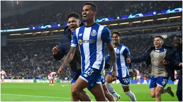 Wenderson Galeno celebrates during the UEFA Champions League last 16 first leg football match between FC Porto and Arsenal FC at the Dragao stadium. Photo by Miguel Riopa.