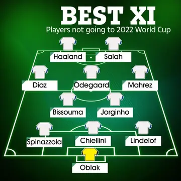 The best XI of players who will not be going to the 2022 World Cup. Photo: The Sun.