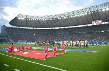 The Olympiastadion in Berlin, seen here before the quarter-final between the Netherlands and Turkey, is the venue for Sunday's game