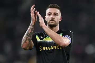 Sergej Milinkovic-Savic gestures at the end of the Coppa Italia football match between Juventus FC and SS Lazio