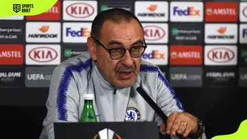 Maurizio Sarri speaking to the press before Chelsea's game