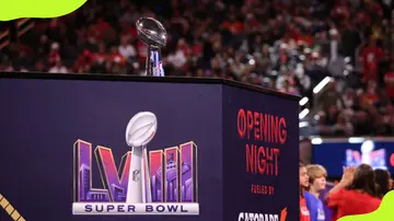 The Vince Lombardi Trophy during the Super Bowl LVIII Opening Night