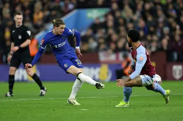 Chelsea midfielder Conor Gallagher scores against Aston Villa