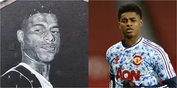 Marcus Rashford immortalized in Manchester with painting of his face on wall