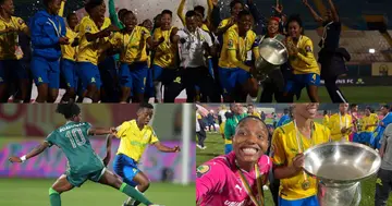 Sundowns celebrating their victory. SOURCE: Twitter/ @CAFwomen