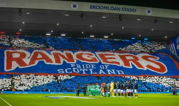 Rangers pre-match display during a UEFA Europa League match against Aris Limassol at Ibrox Stadium on November 30, 2023, in Glasgow, Scotland