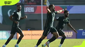 Pakistan players celebrate against Tajikistan