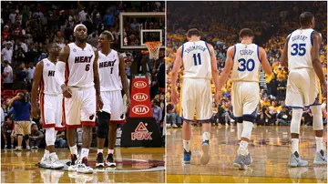 Miami Heat, Golden State Warriors, LeBron James, Dwyane Wade, Chris Bosh, Klay Thompson, Stephen Curry, Kevin Durant, NBA Finals