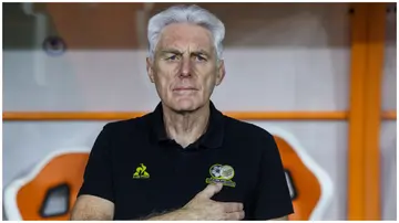 Hugo Broos gestures ahead of the Africa Cup of Nations 2023 Group E football match between Mali and South Africa. Photo: Fadel Senna.