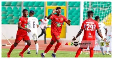 In-form Kotoko striker Frank Mbella expected to cause damage against Hearts of Oak. Photo credit: 442gh. Source: Twitter