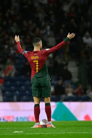 Cristiano Ronaldo salutes the Porto crowd as he scores a double and Portugal qualify for Euro 2024