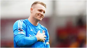 Fulham goalkeeper Bernd Leno has vowed to help Arsenal win the Premier League title. Photo by John Walton.