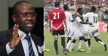 Kwesi Nyantakyi and the Black Stars team that beat Egypt 6-1. SOURCE: Twitter/ @ghanasoccernet