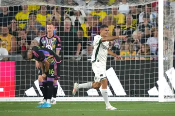 German Berterame of the Liga MX All-Stars celebrates a goal in his squad's 4-1 victory over the MLS in the MLS All-Star Game