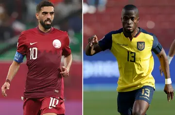 Hassan Al-Haydos (L) will captain Qatar in their opening match against Enner Valencia's Ecuador