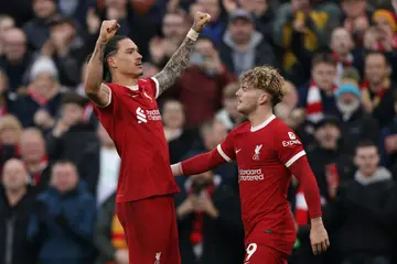 Liverpool forward Darwin Nunez (left) celebrates his goal against Burnley