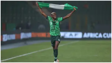 Victor Osimhen during the CAF Africa Cup of Nations semi-final match between Nigeria and South Africa. Photo: MB Media.