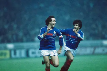 Michel Platini and William Ayache during the Euro 1984