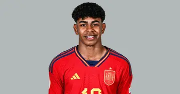 Lamine Yamal in a Spain kit.